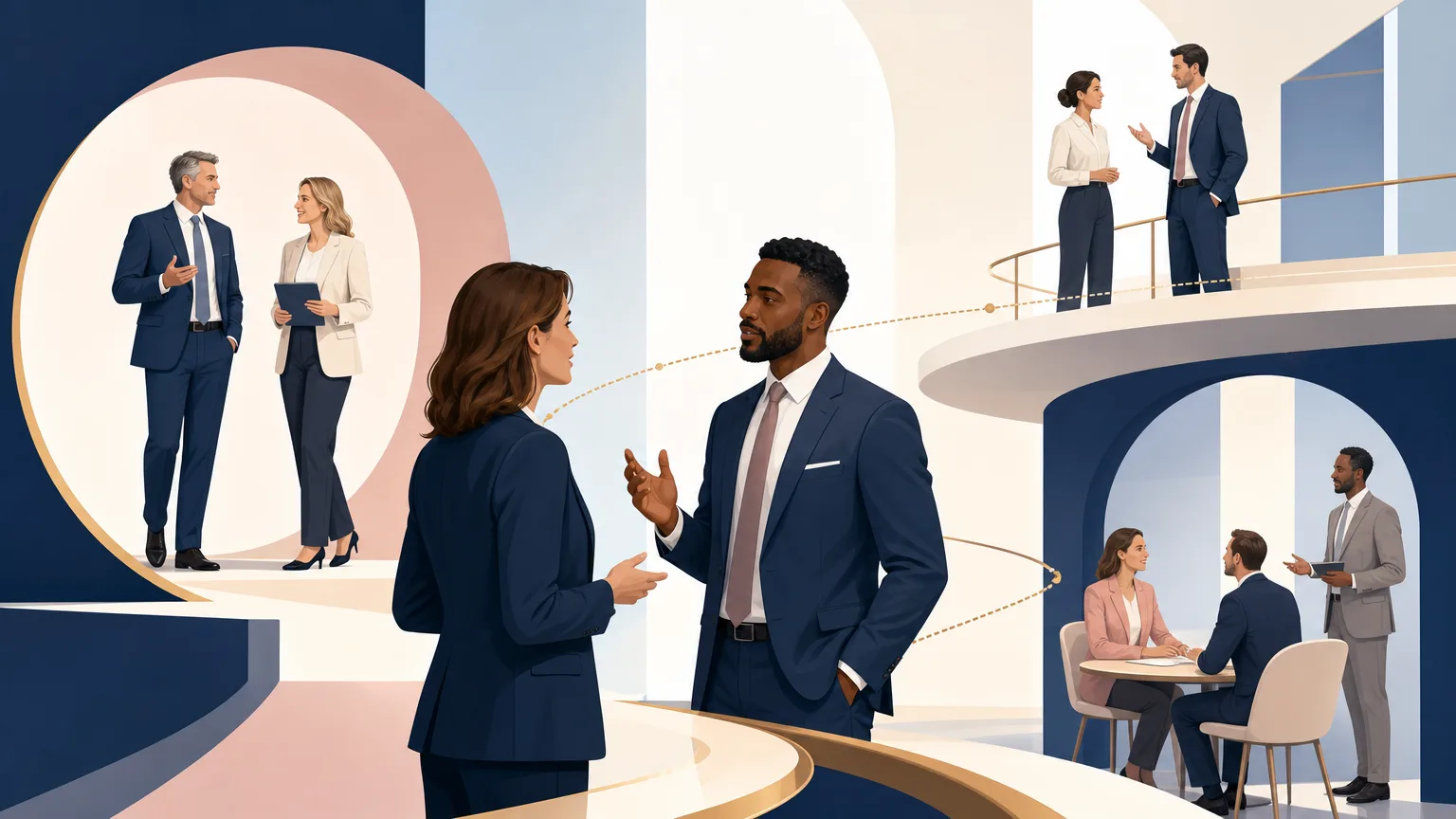 Business professionals connected through relationships and introductions that support law firm business development.