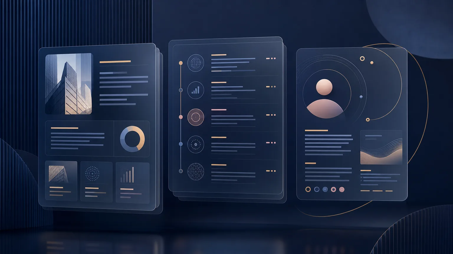 Editorial illustration representing Gatsby's company research, ongoing account monitoring and professional intelligence capabilities.