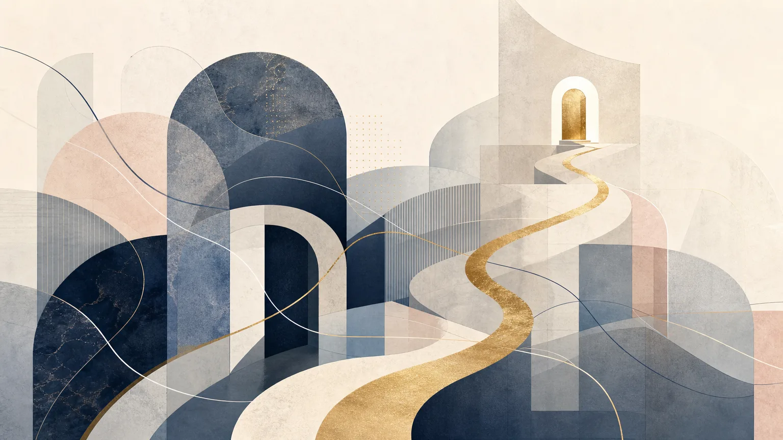 Abstract editorial illustration representing the process of identifying a path to a prospective client through research and relationship intelligence.