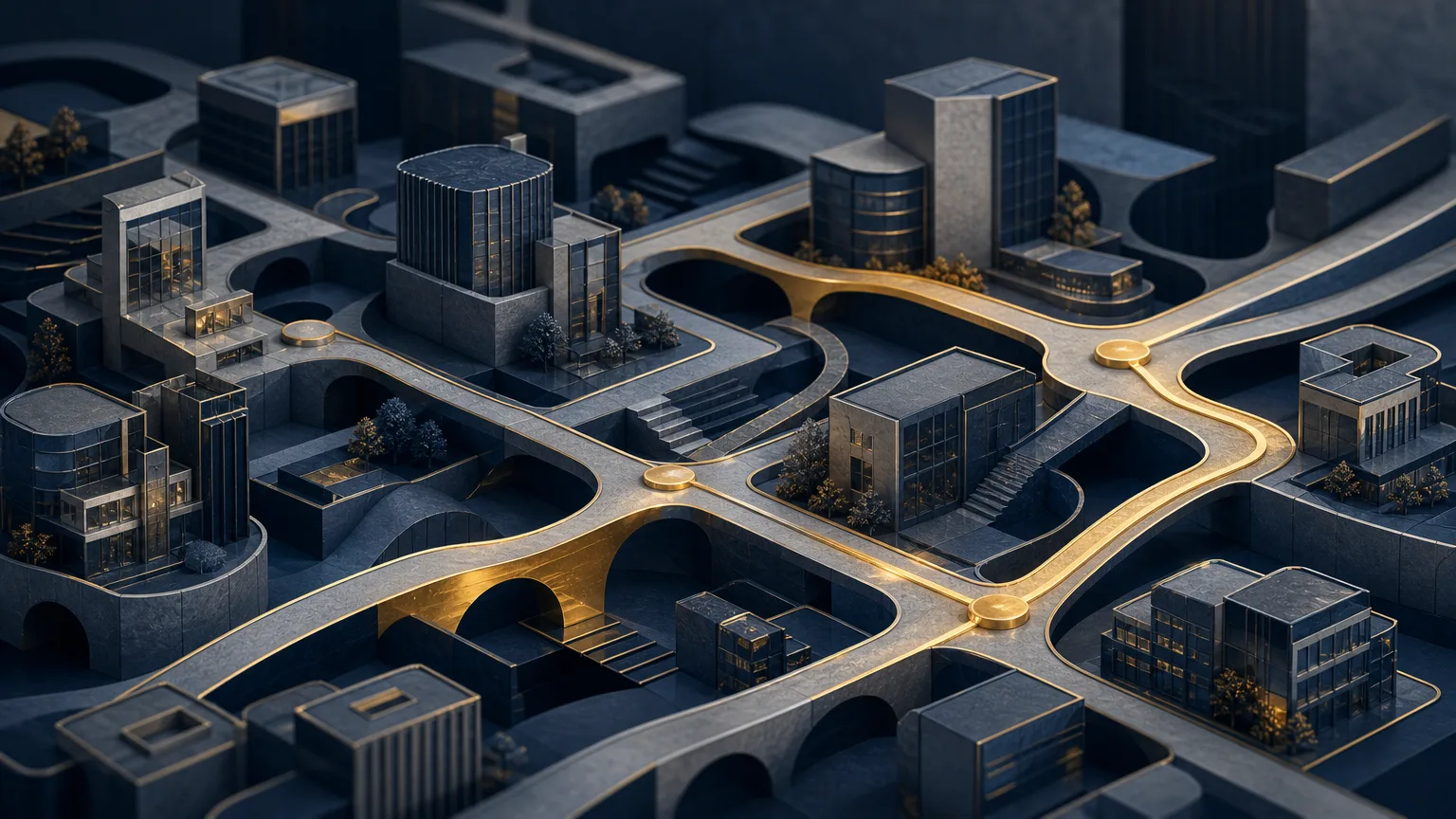 Conceptual illustration of business relationships and emerging opportunities, representing how law firms can identify new business through client and prospect intelligence.